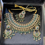 Emerald Halo Bridal Set with Jhoomar