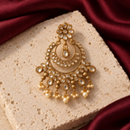 Kundan Chandbali earring with pearl drops — studio view