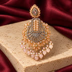 Blush Pink Chandbali Earrings — studio view