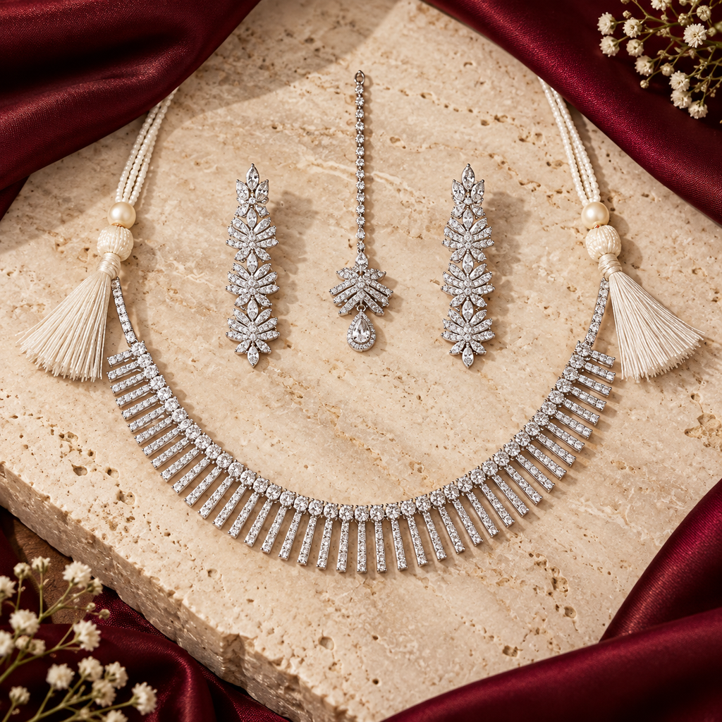 Jashan jewellery — ivory and burgundy studio view