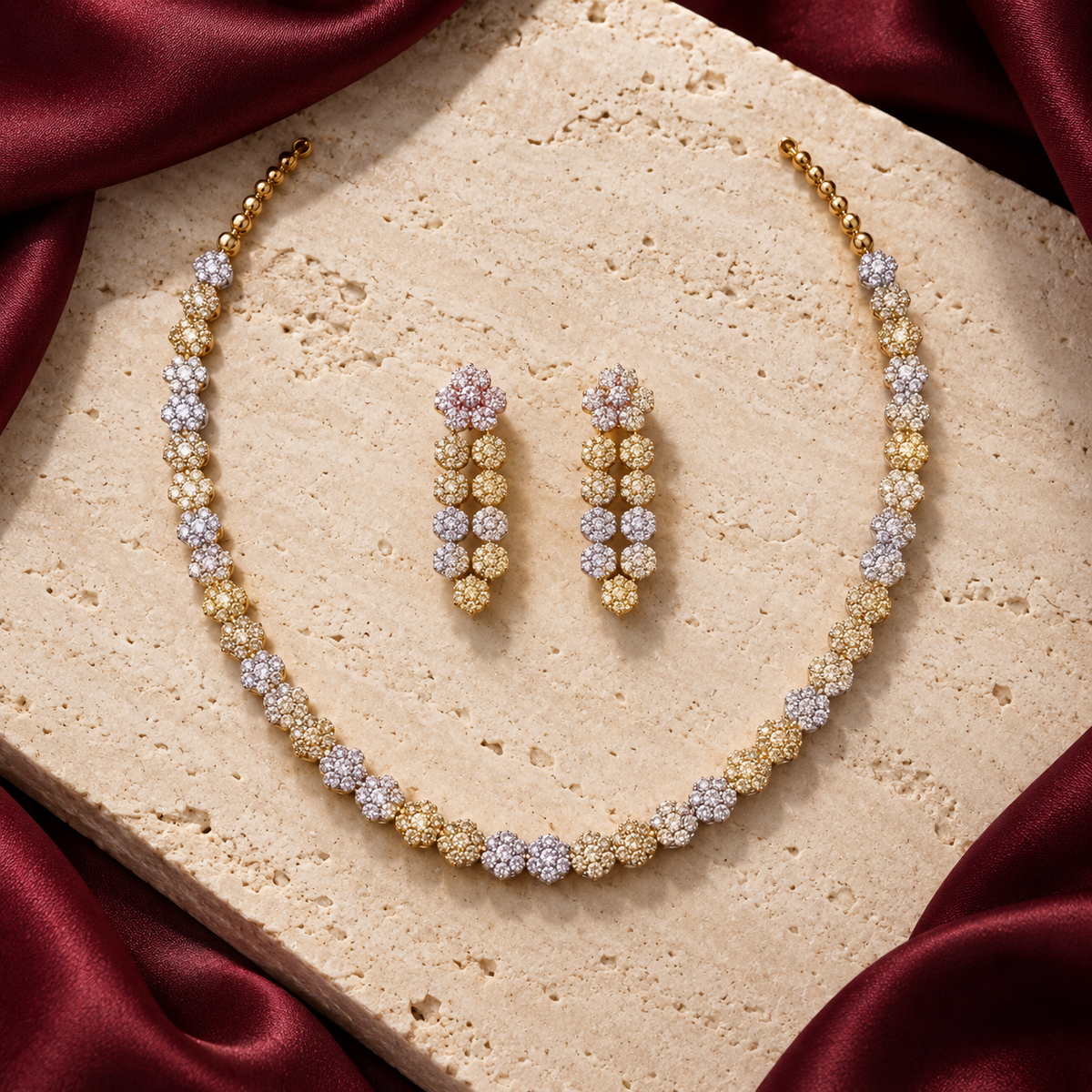 Jashan jewellery — ivory and burgundy studio view