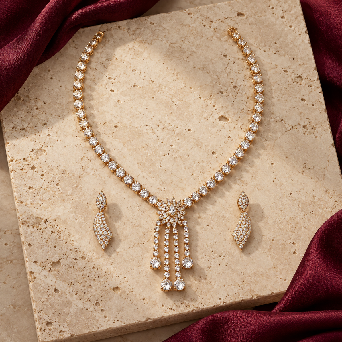 Jashan jewellery — ivory and burgundy studio view