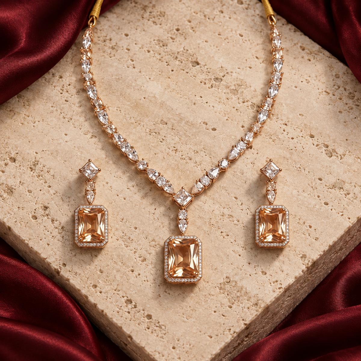 Jashan jewellery — ivory and burgundy studio view