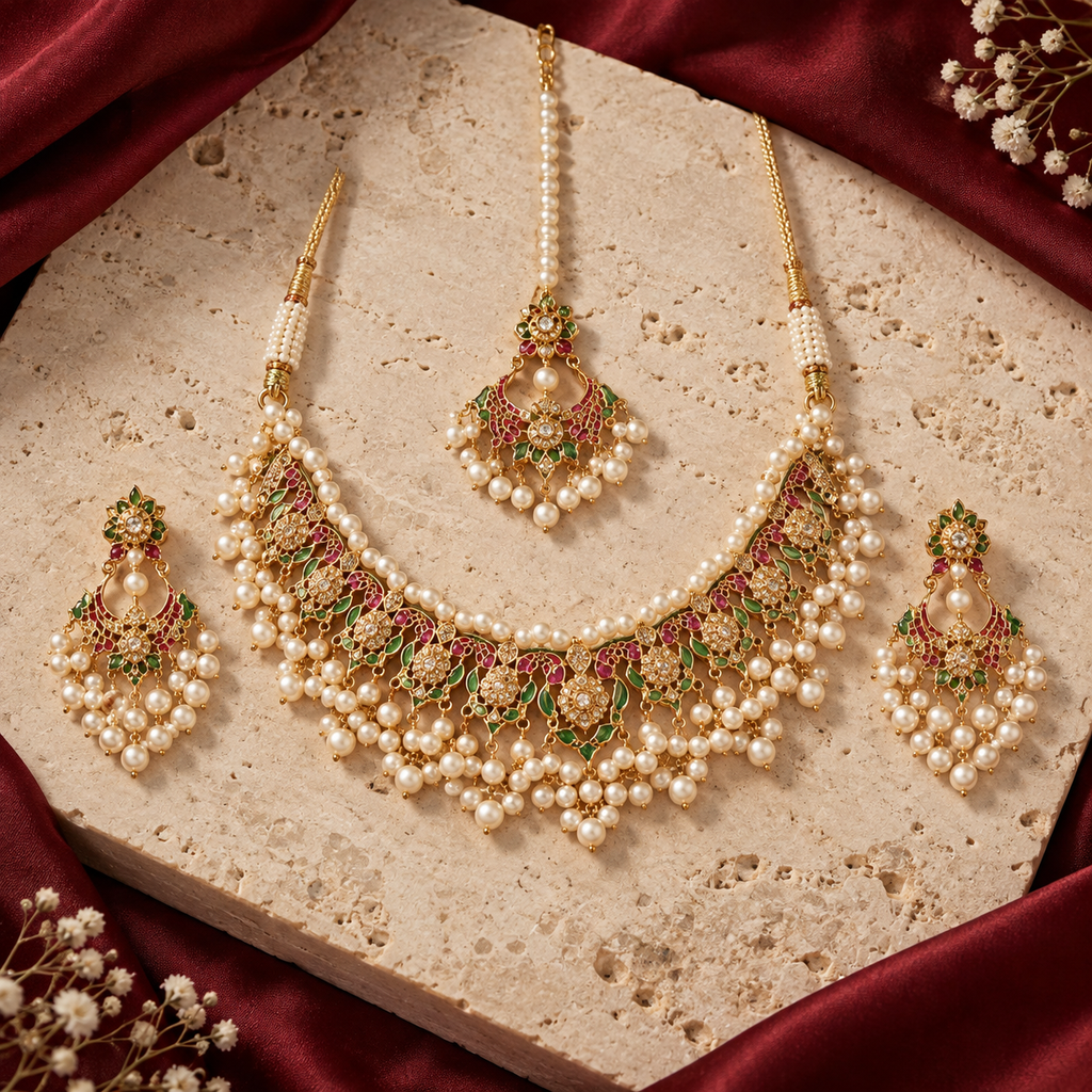 Jashan jewellery — ivory and burgundy studio view