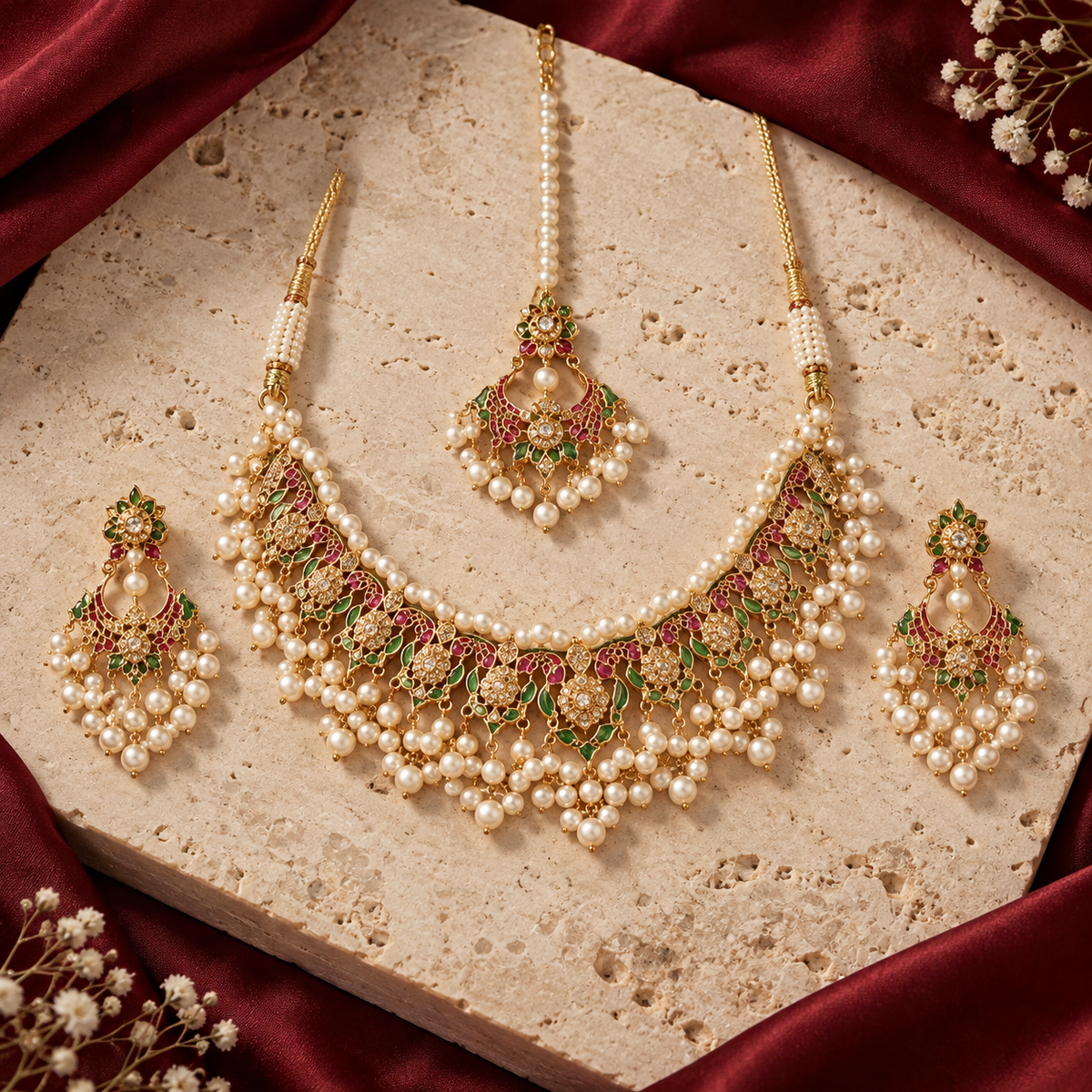 Jashan jewellery — ivory and burgundy studio view