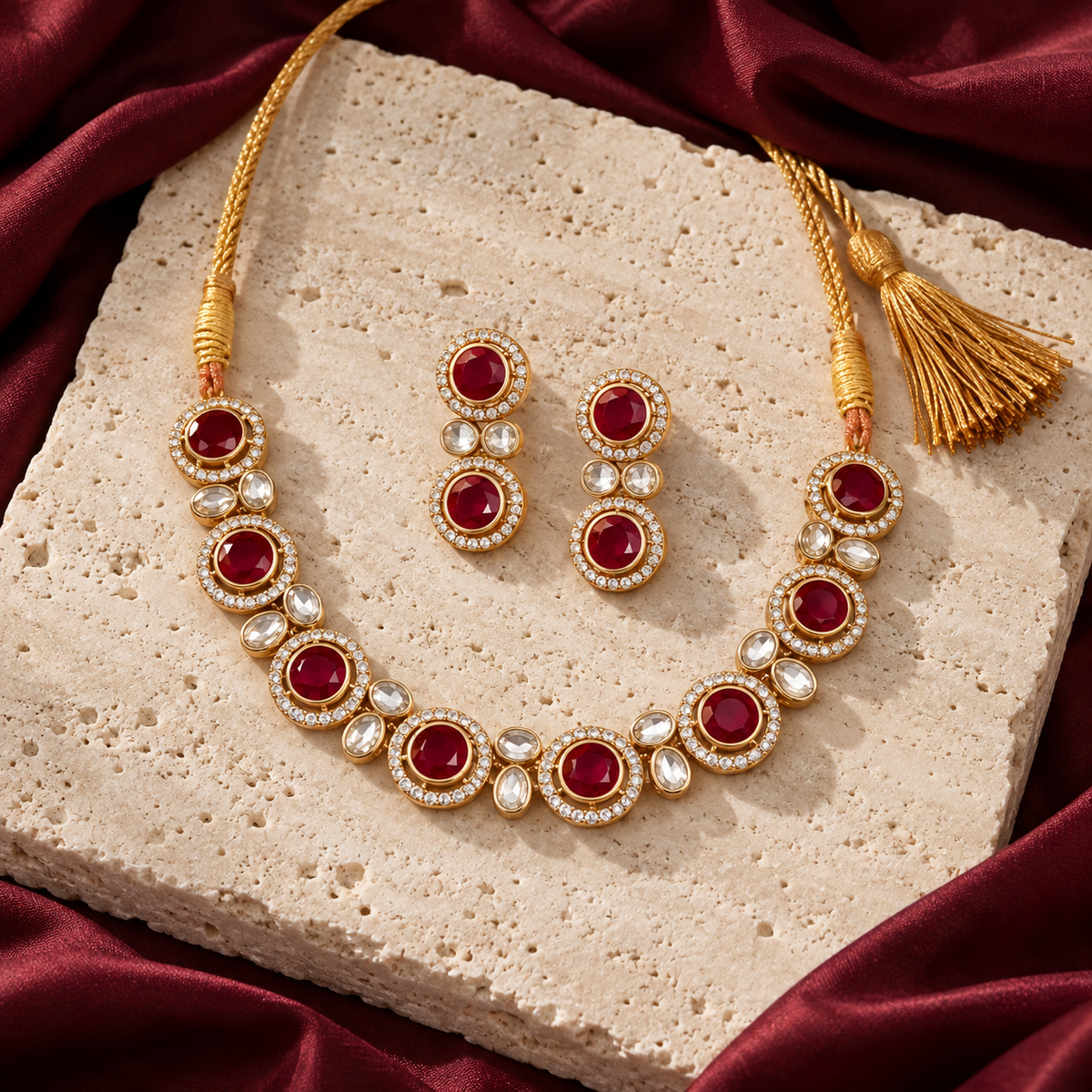 Jashan jewellery — ivory and burgundy studio view