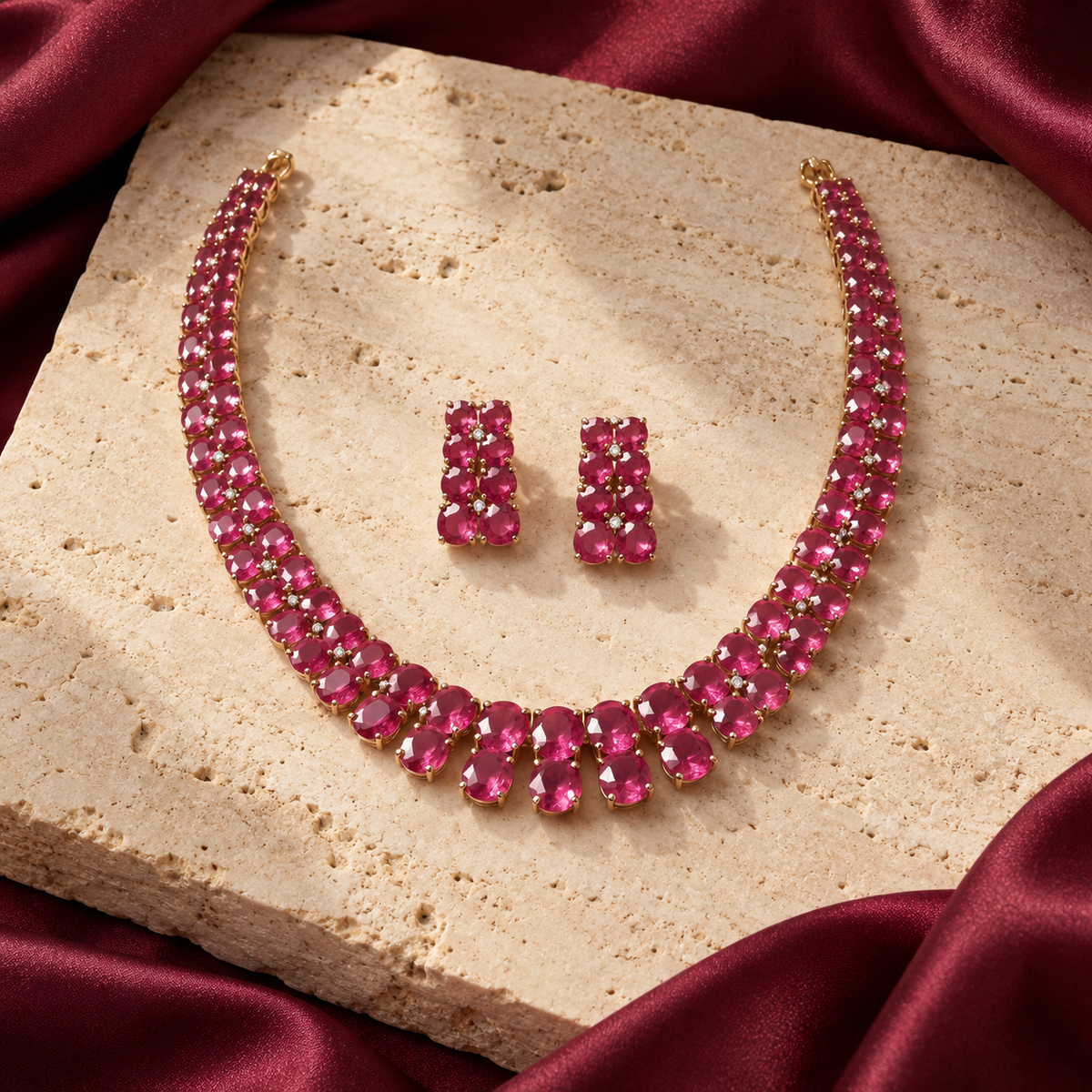 Jashan jewellery — ivory and burgundy studio view
