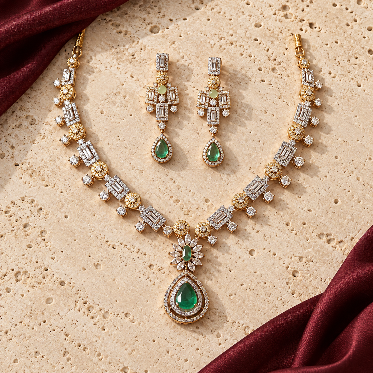 Jashan jewellery — ivory and burgundy studio view