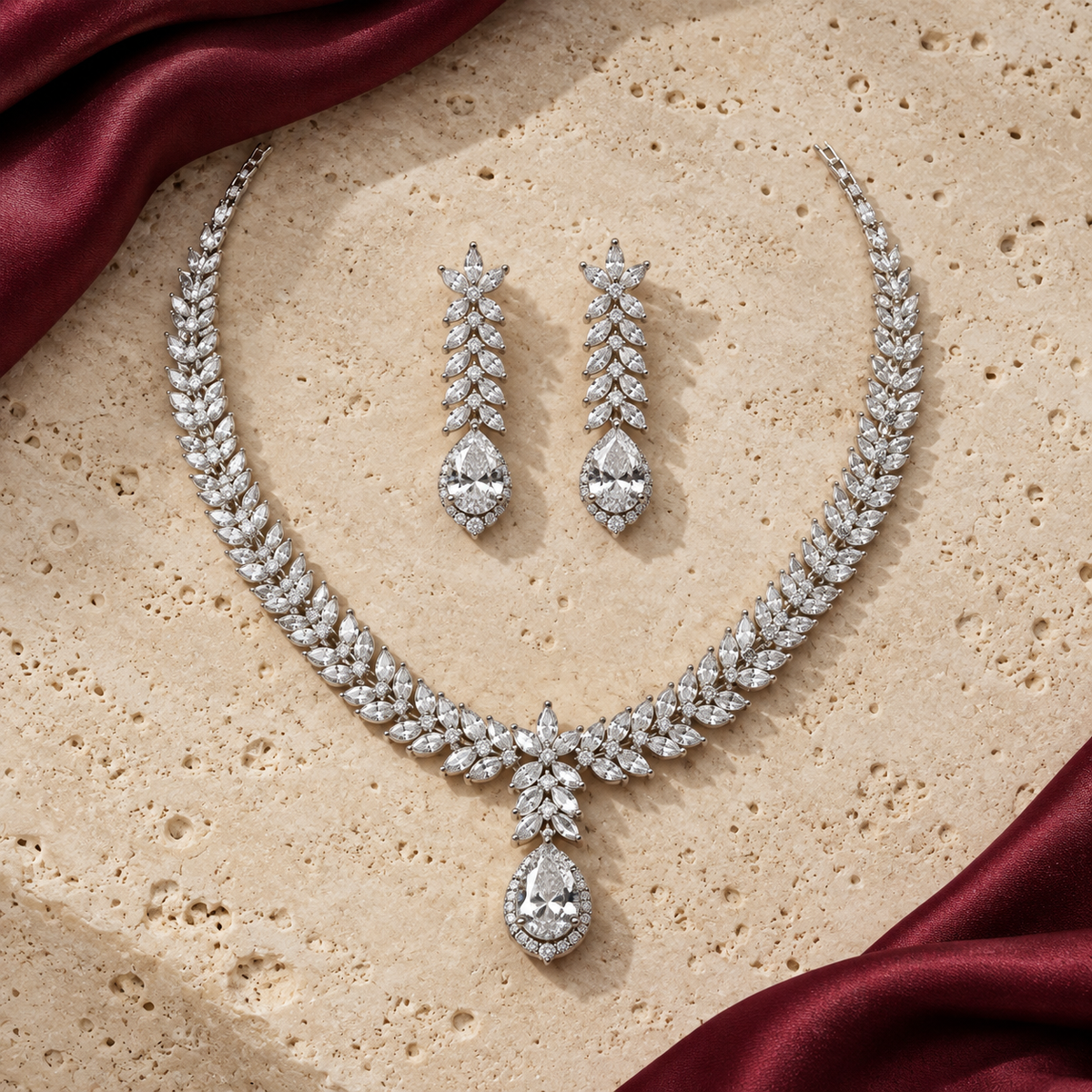 Jashan jewellery — ivory and burgundy studio view