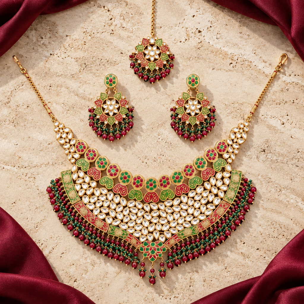 Jashan jewellery — ivory and burgundy studio view
