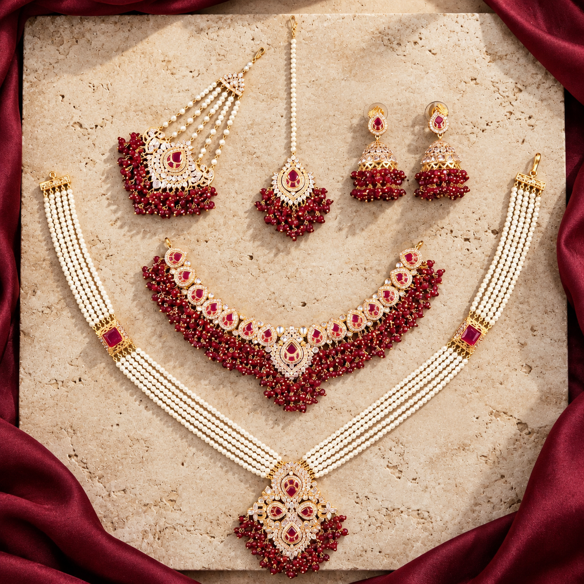 Jashan jewellery — ivory and burgundy studio view
