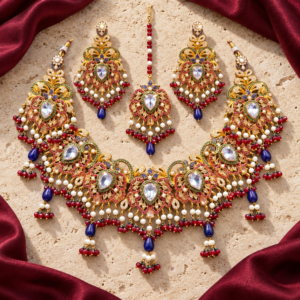 Jashan jewellery — ivory and burgundy studio view