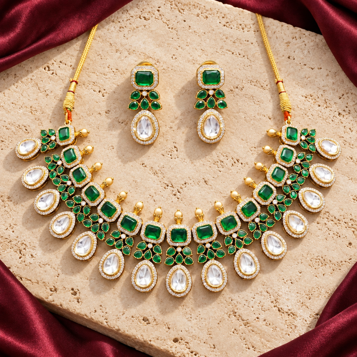Jashan jewellery — ivory and burgundy studio view