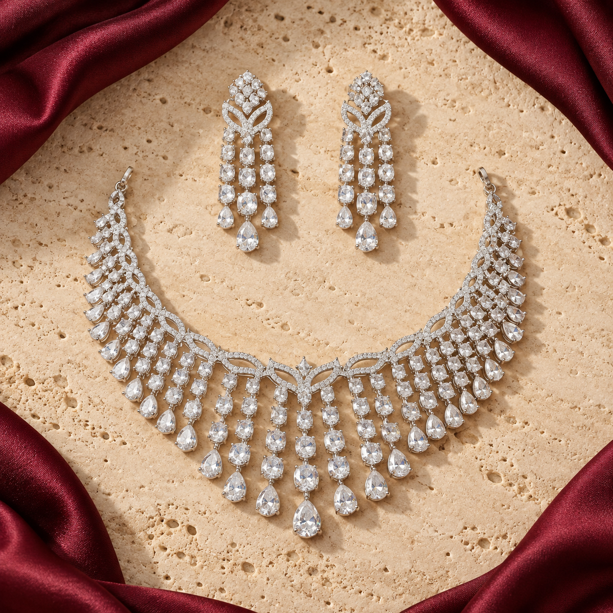 Jashan jewellery — ivory and burgundy studio view