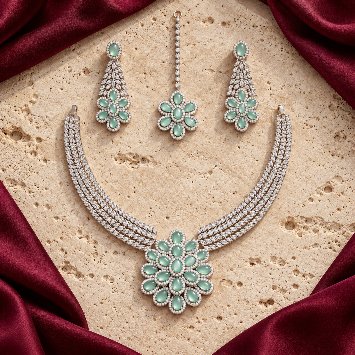 Jashan jewellery — ivory and burgundy studio view