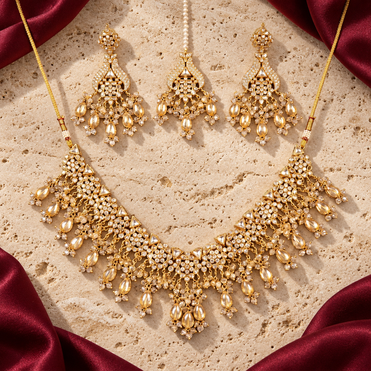 Jashan jewellery — ivory and burgundy studio view