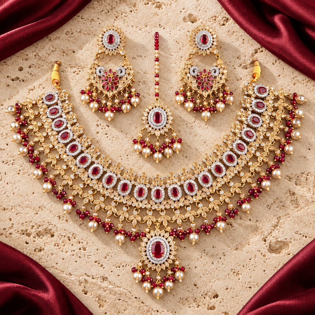 Jashan jewellery — ivory and burgundy studio view