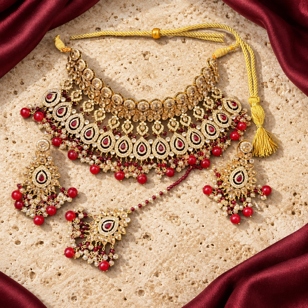 Jashan jewellery — ivory and burgundy studio view
