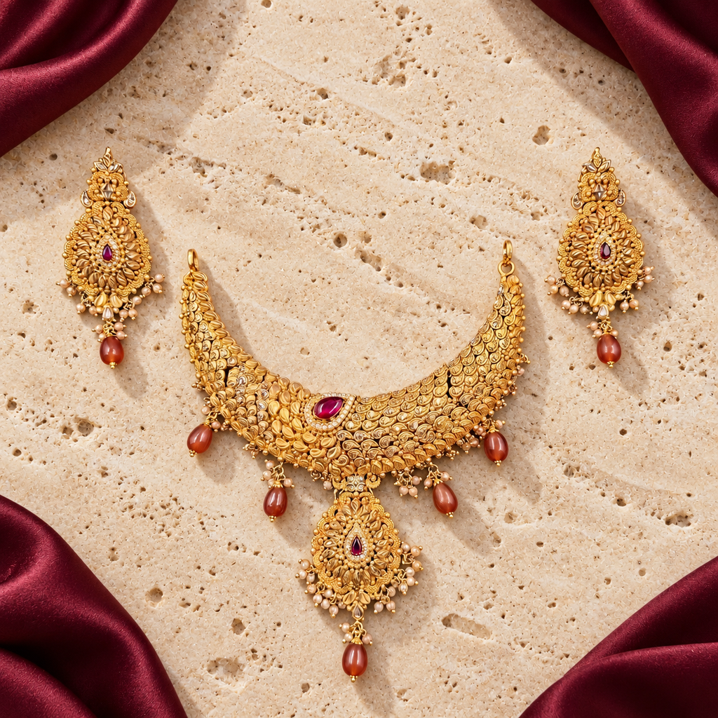 Jashan jewellery — ivory and burgundy studio view