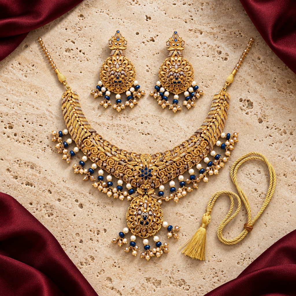 Jashan jewellery — ivory and burgundy studio view