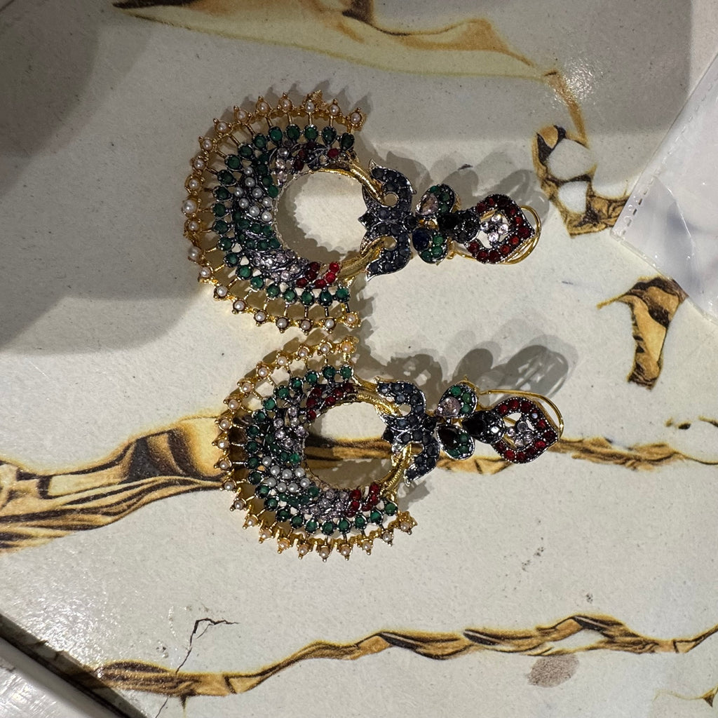 Original photograph — Noor Emerald Ruby & Pearl Chandbali Earrings