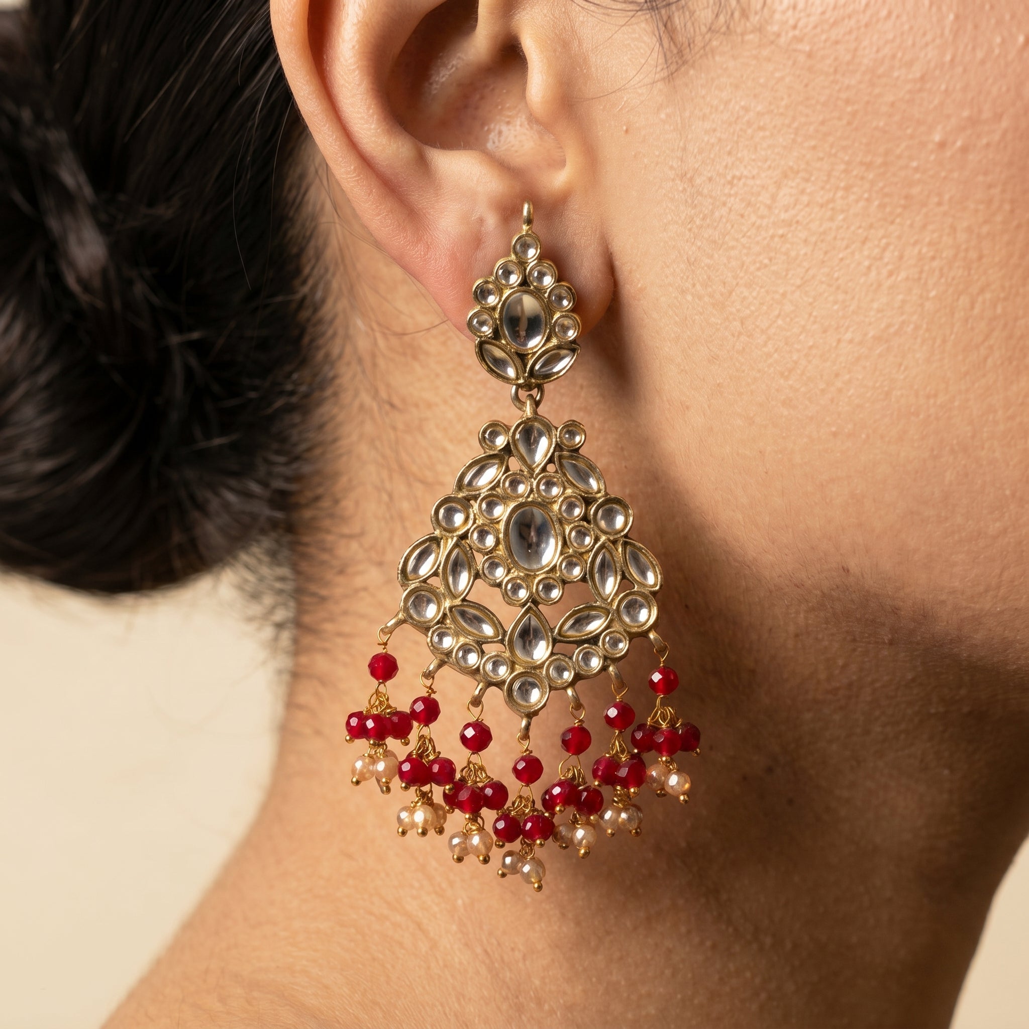 Antique Kundan Chandbali Earrings — artificial earrings by Jashan Jewels Pakistan