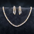 Two-Tone Diamond Floral Cluster Chain Necklace Set close-up detail — artificial necklace set by Jashan Jewels