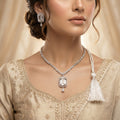 Silver Crystal Diamond Twisted Chain Necklace Set — artificial necklace set by Jashan Jewels Pakistan