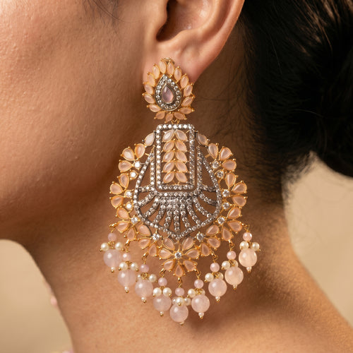 Blush Pink Chandbali Earrings — artificial earrings by Jashan Jewels Pakistan
