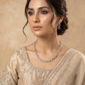 Silver Crystal Diamond Circle Link Chain Necklace Set — artificial necklace set by Jashan Jewels Pakistan