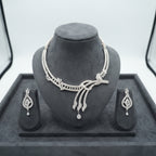 Luxury CZ Diamond Style Twisted Knot Necklace Set close-up detail — artificial necklace set by Jashan Jewels