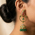 Emerald & Ruby Paisley Jhumka Earrings — artificial earrings by Jashan Jewels Pakistan
