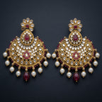 Grand Kundan Chandbali Earrings close-up detail — artificial earrings by Jashan Jewels