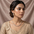 Two-Tone Diamond Floral Cluster Chain Necklace Set — artificial necklace set by Jashan Jewels Pakistan