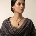 Black Onyx & Diamond Crystal Pendant Necklace Set — artificial necklace set by Jashan Jewels Pakistan