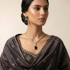 Black Onyx & Diamond Crystal Pendant Necklace Set — artificial necklace set by Jashan Jewels Pakistan