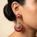 Ruby Red CZ Teardrop Earrings — artificial earrings by Jashan Jewels Pakistan