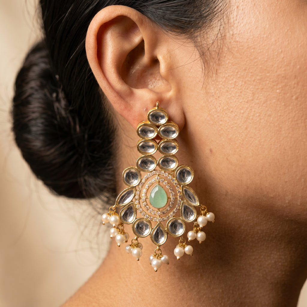 Kundan Chandelier Earrings — artificial earrings by Jashan Jewels Pakistan