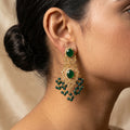 Emerald Green Oval Stone Earrings — artificial earrings by Jashan Jewels Pakistan