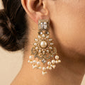 Royal Pearl & CZ Chandbali Earrings — artificial earrings by Jashan Jewels Pakistan