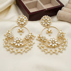Kundan Floral Chandbali Earrings close-up detail — artificial earrings by Jashan Jewels