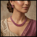 Pink Ruby Multi-Row Oval Stone Collar Choker Necklace Set — artificial necklace set by Jashan Jewels Pakistan
