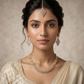 Diamond Lattice Mesh Choker Necklace Set — artificial necklace set by Jashan Jewels Pakistan