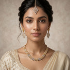 Diamond Lattice Mesh Choker Necklace Set — artificial necklace set by Jashan Jewels Pakistan