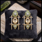 Architectural Gemstone Drop Earrings close-up detail — artificial earrings by Jashan Jewels