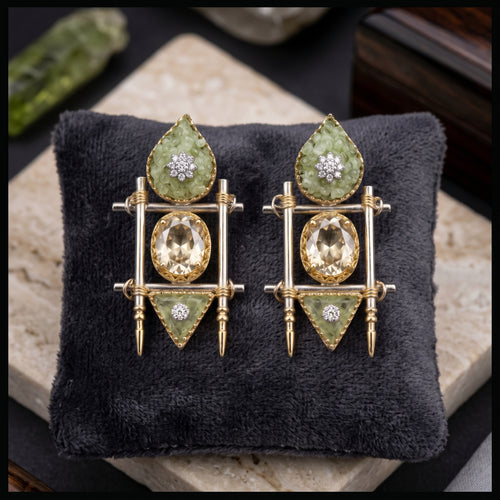 Architectural Gemstone Drop Earrings