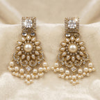 Royal Pearl & CZ Chandbali Earrings close-up detail — artificial earrings by Jashan Jewels