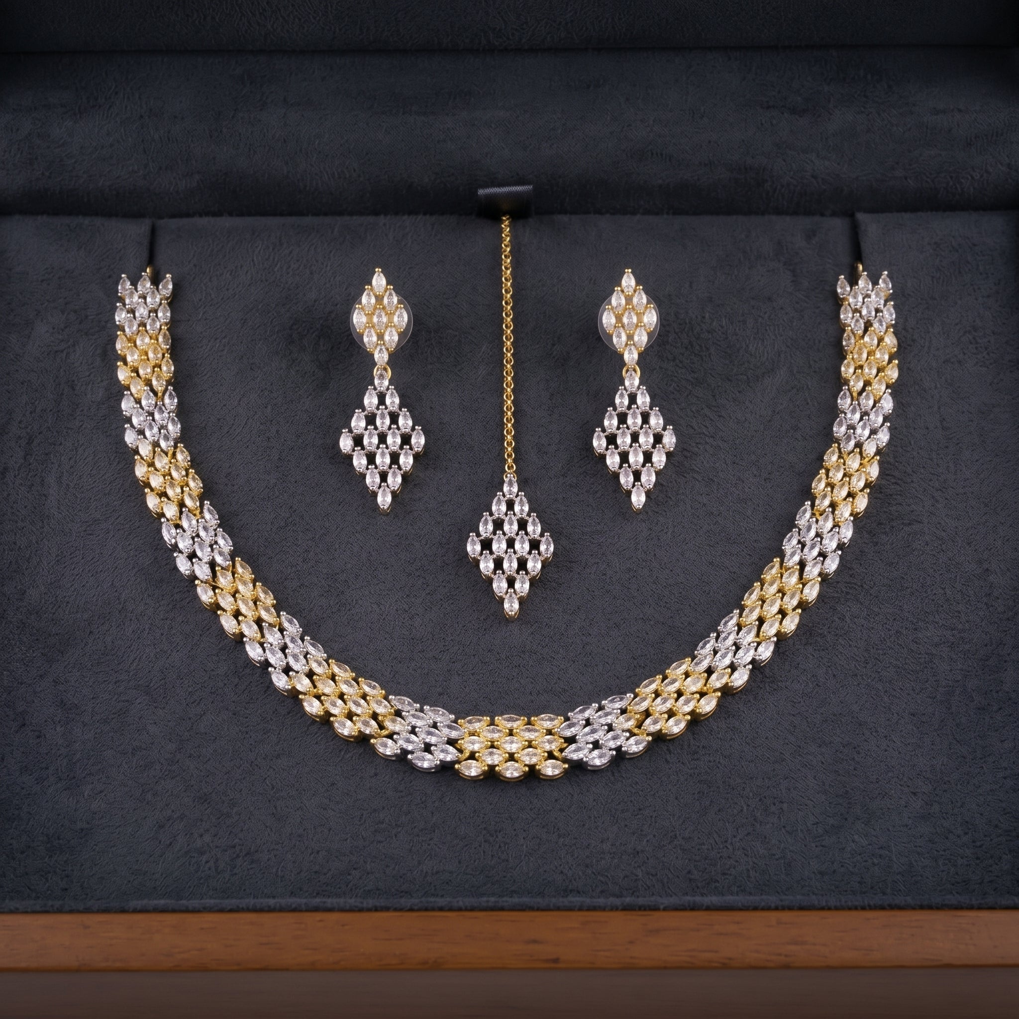 Diamond Lattice Mesh Choker Necklace Set