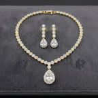 Two-Tone Crystal Diamond Floral Chain Necklace Set close-up detail — artificial necklace set by Jashan Jewels