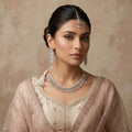 Silver Diamond Baguette Fringe Choker Necklace Set — artificial necklace set by Jashan Jewels Pakistan